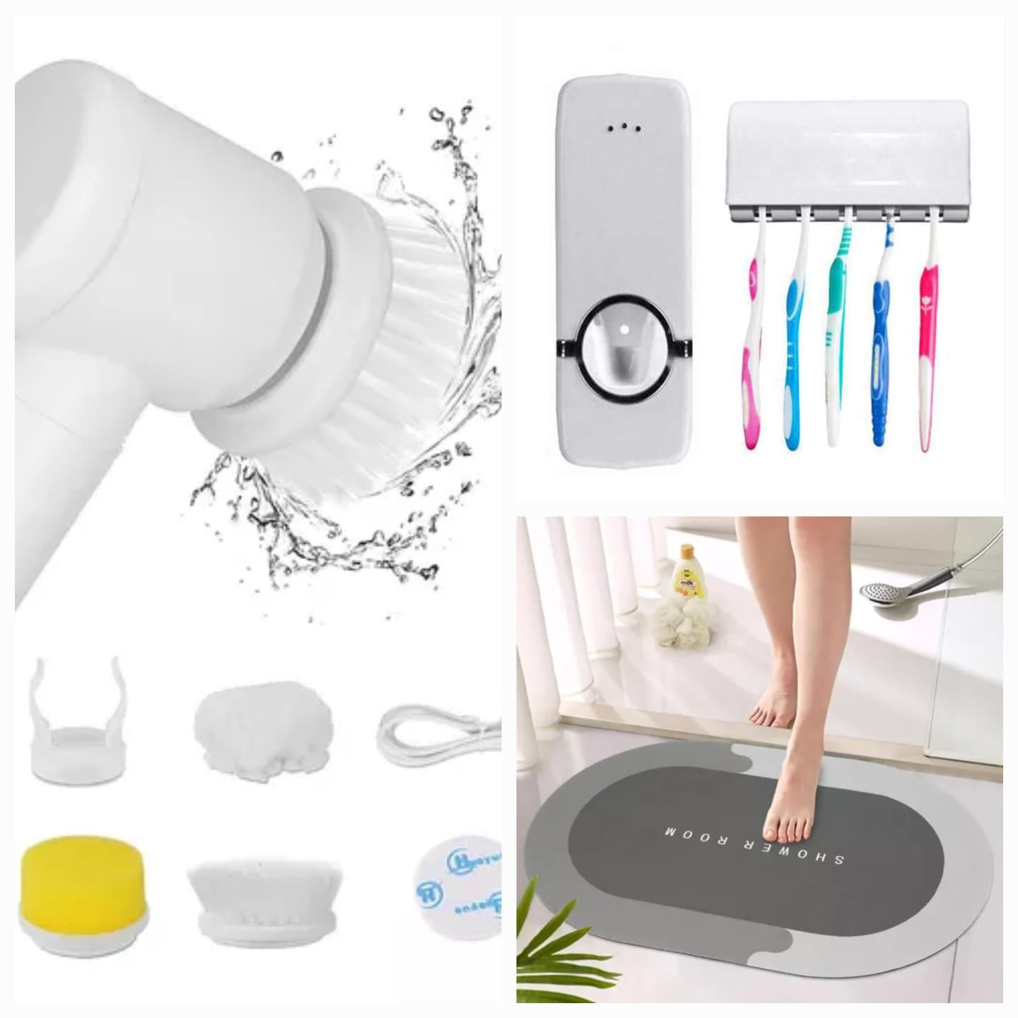 cepillo 5 en 1 alfombra super absolvente porta sepillo dental y porta pasta